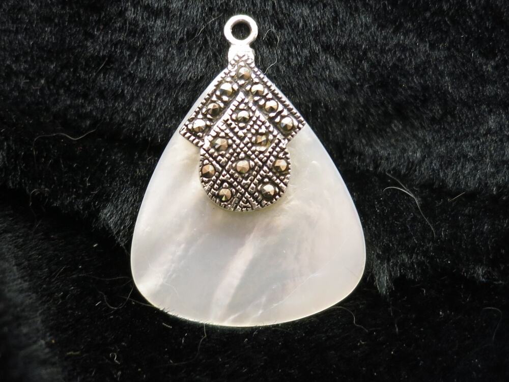 Vintage Sterling Silver and Mother of Pearl Pendant Guitar Pick